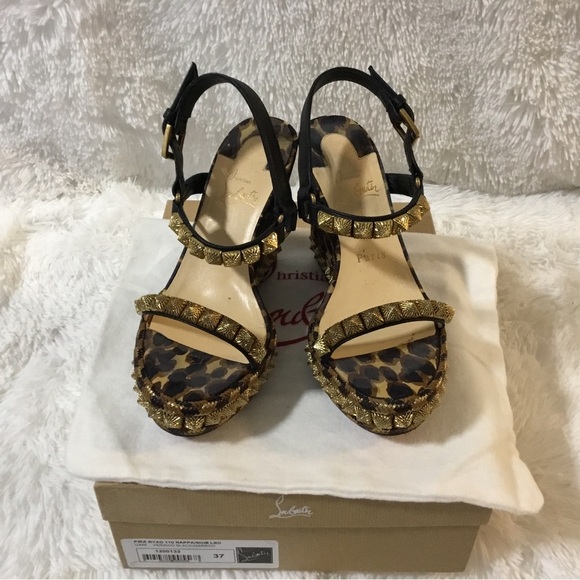 Christian Louboutin Shoes - Christian Louboutin Black and Gold Leopard Sandals